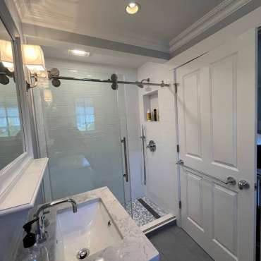 Modern Bathroom Renovation with Walk-In Shower in Needham, MA