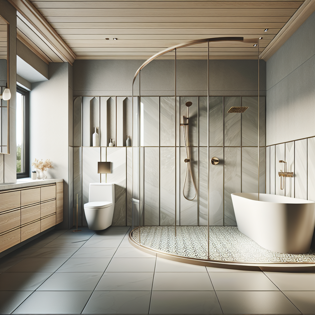 Sophisticated tub converted into elegant shower after a successful bathroom remodeling.