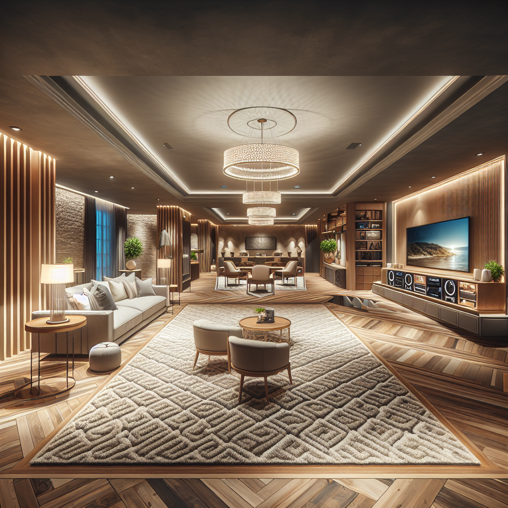 An image of the modernly renovated basement by Unbeatable Basement Renovation Lexington exhibiting contemporary design elements.