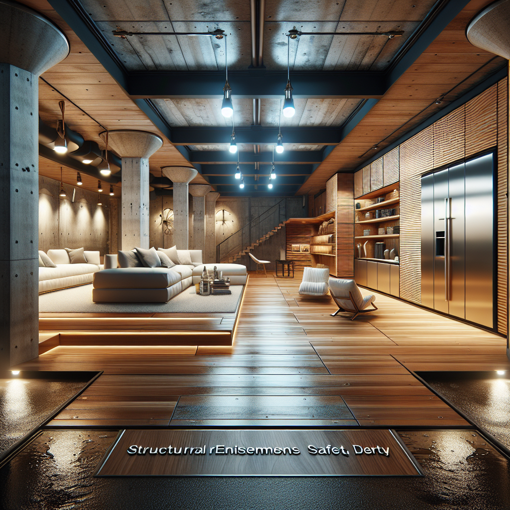 An image showcasing a newly renovated basement with high-quality finishes.