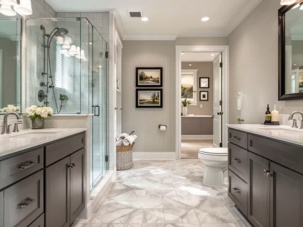 Image portrays an impressive contemporary bathroom executed by the top-notch bathroom contractors in Weston, MA.