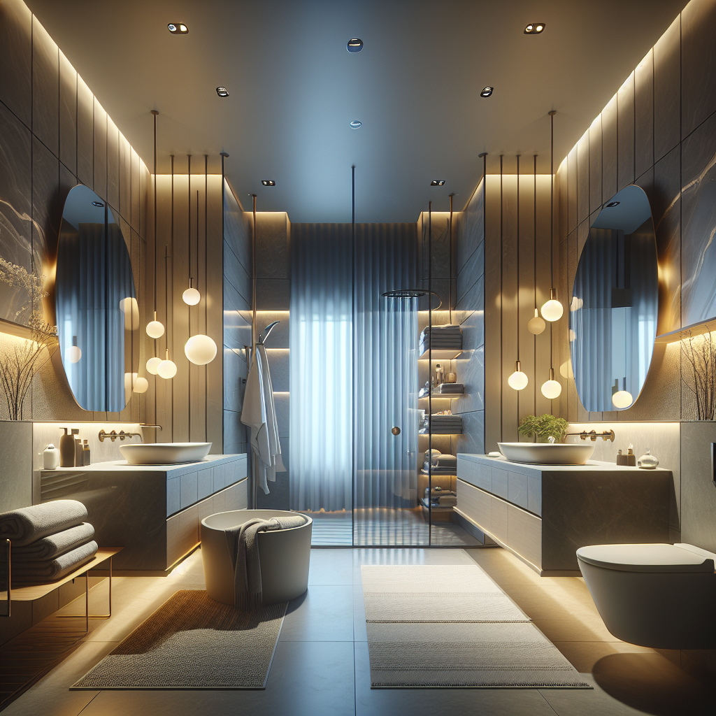 Modern bathroom lighting designs in Winchester featuring contemporary aesthetics.