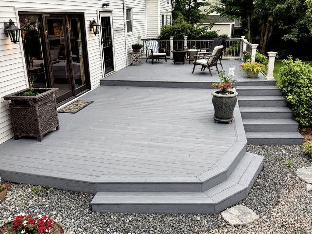 Modern and contemporary designed deck installation near Quincy, MA, enhancing outdoor living experience.