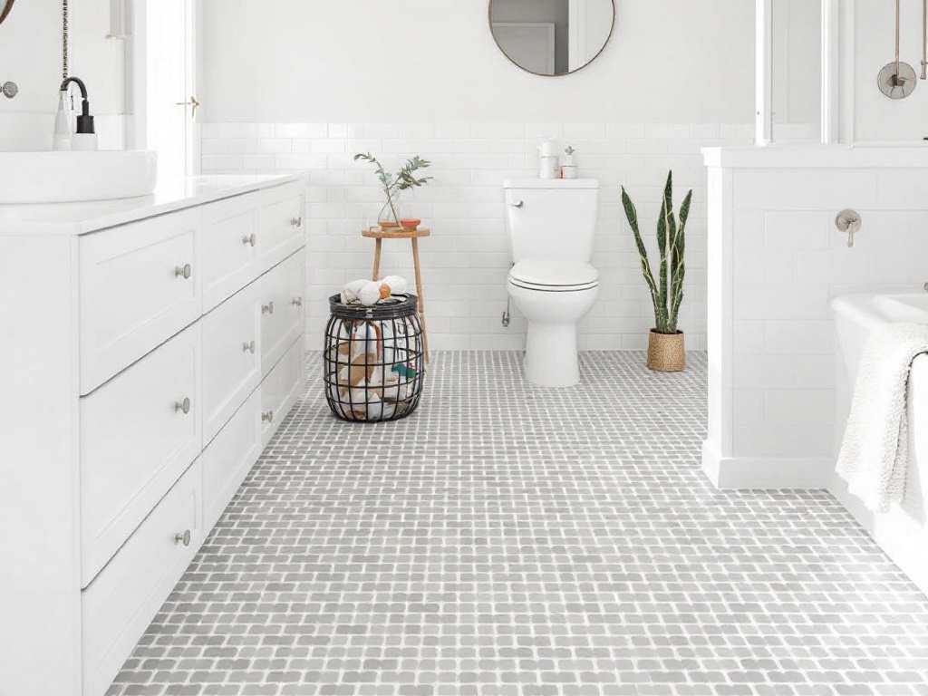 Professional guidance for modern and contemporary tile flooring installation in bathroom renovation.