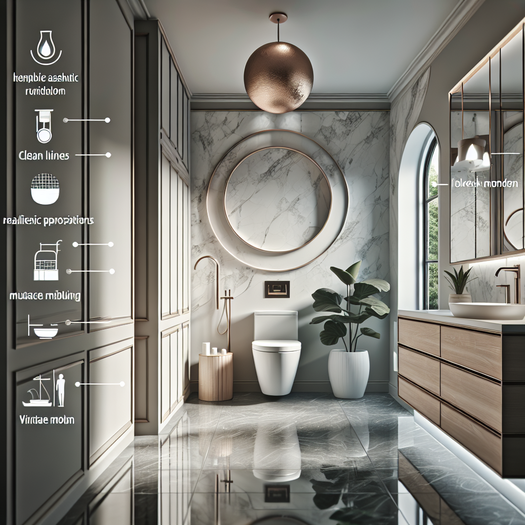 Alt Text:'Modern contemporary designed renovated bathroom featuring new fixtures.'