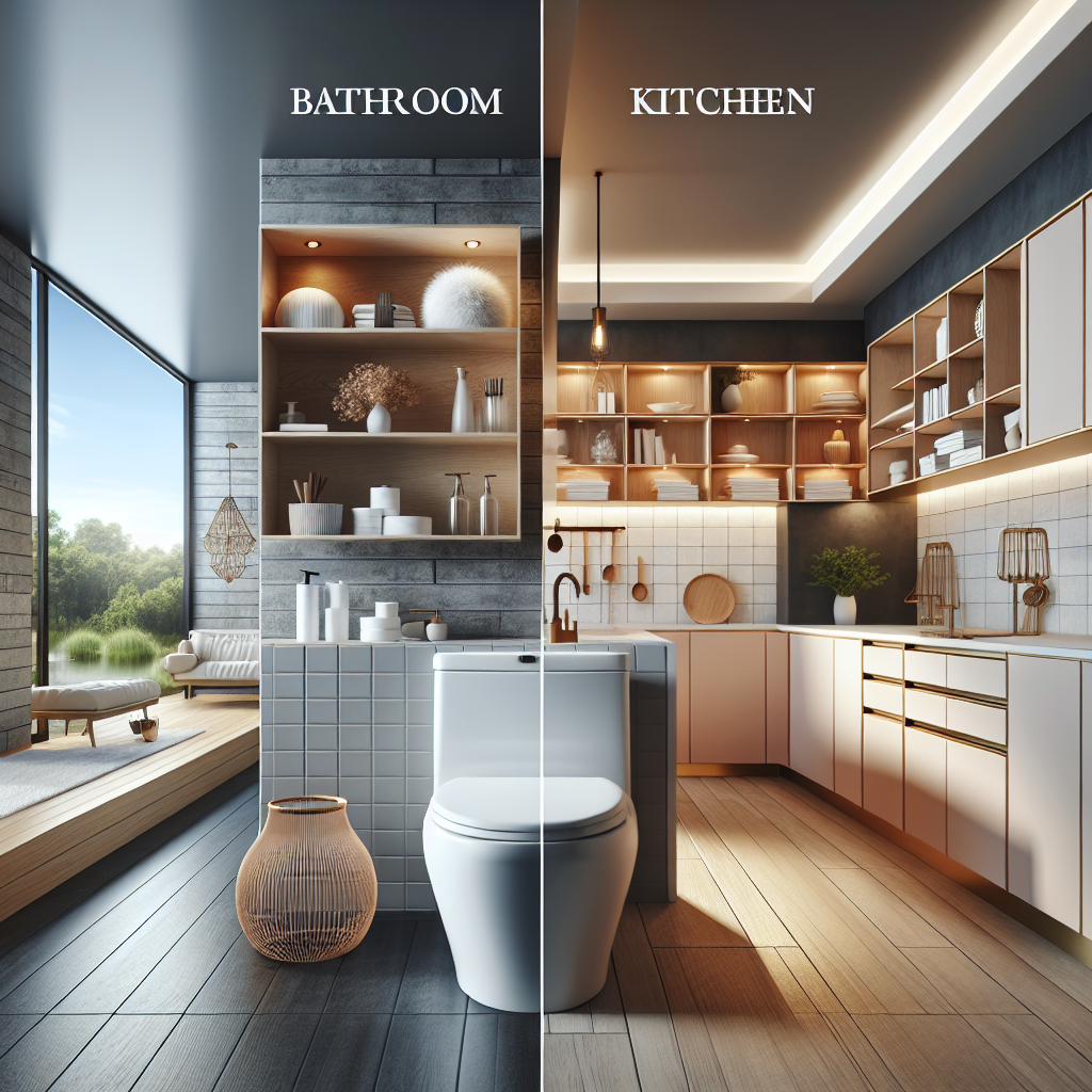 A group of professional designers working on modern, contemporary bathroom and kitchen designs.