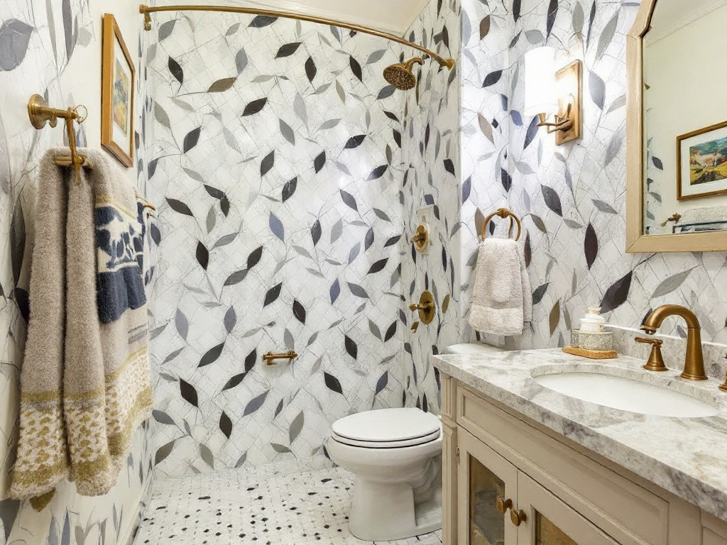 Modern half bathroom remodeling done in Boston style with careful detailing.