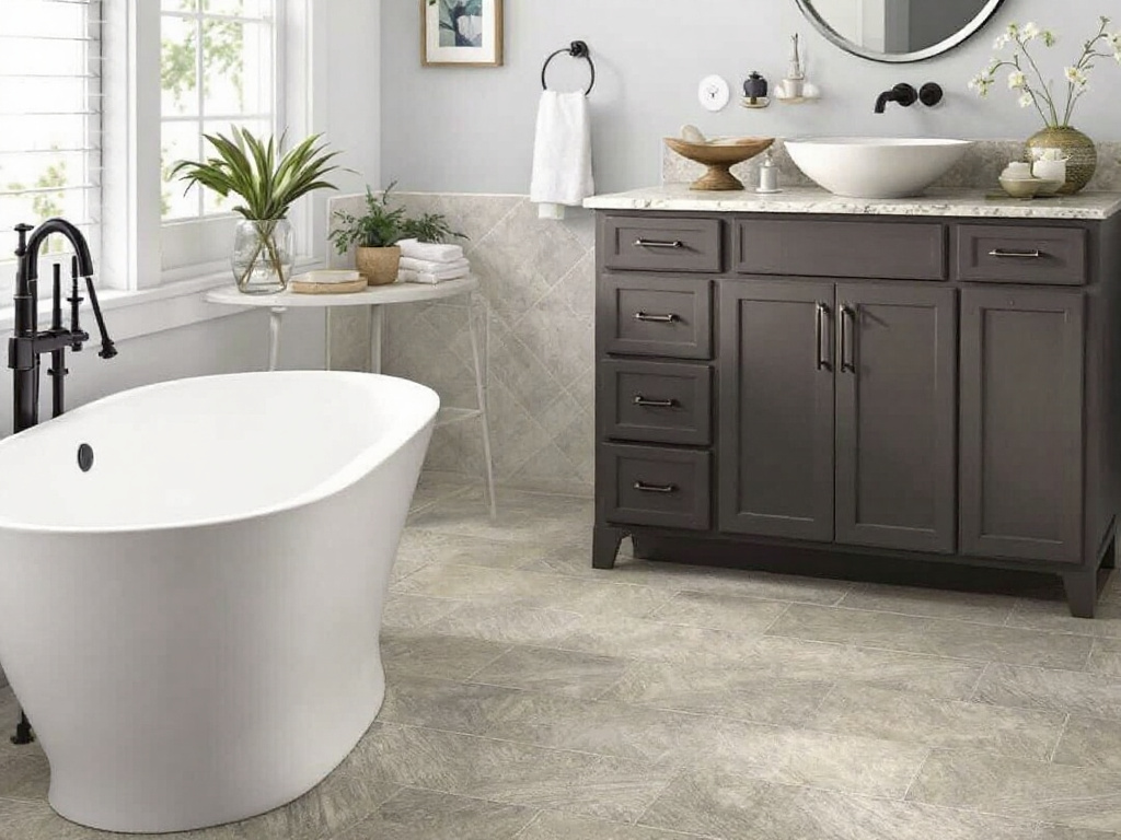 Modern, contemporary designed tile flooring and remodeled bathroom near Sudbury, MA.