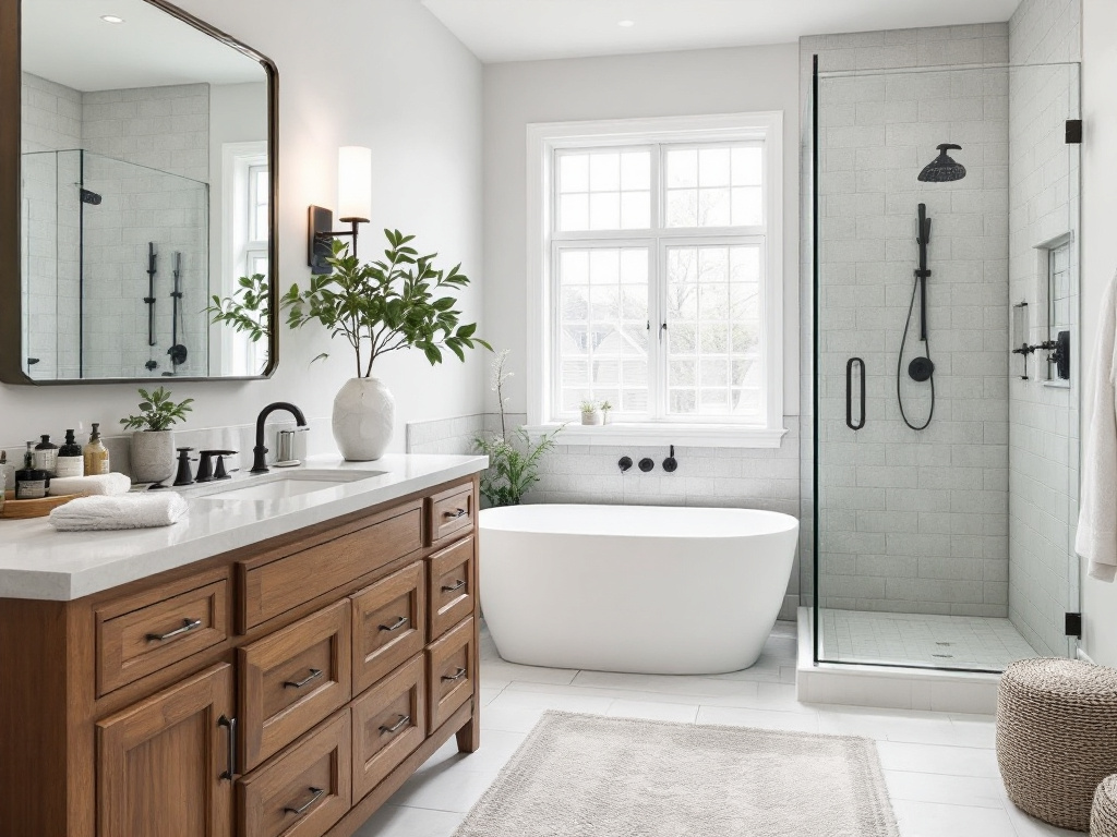 Skilled bathroom contractors in Weston, MA are turning a bathroom into a sleek modern contemporary space with new amenities.