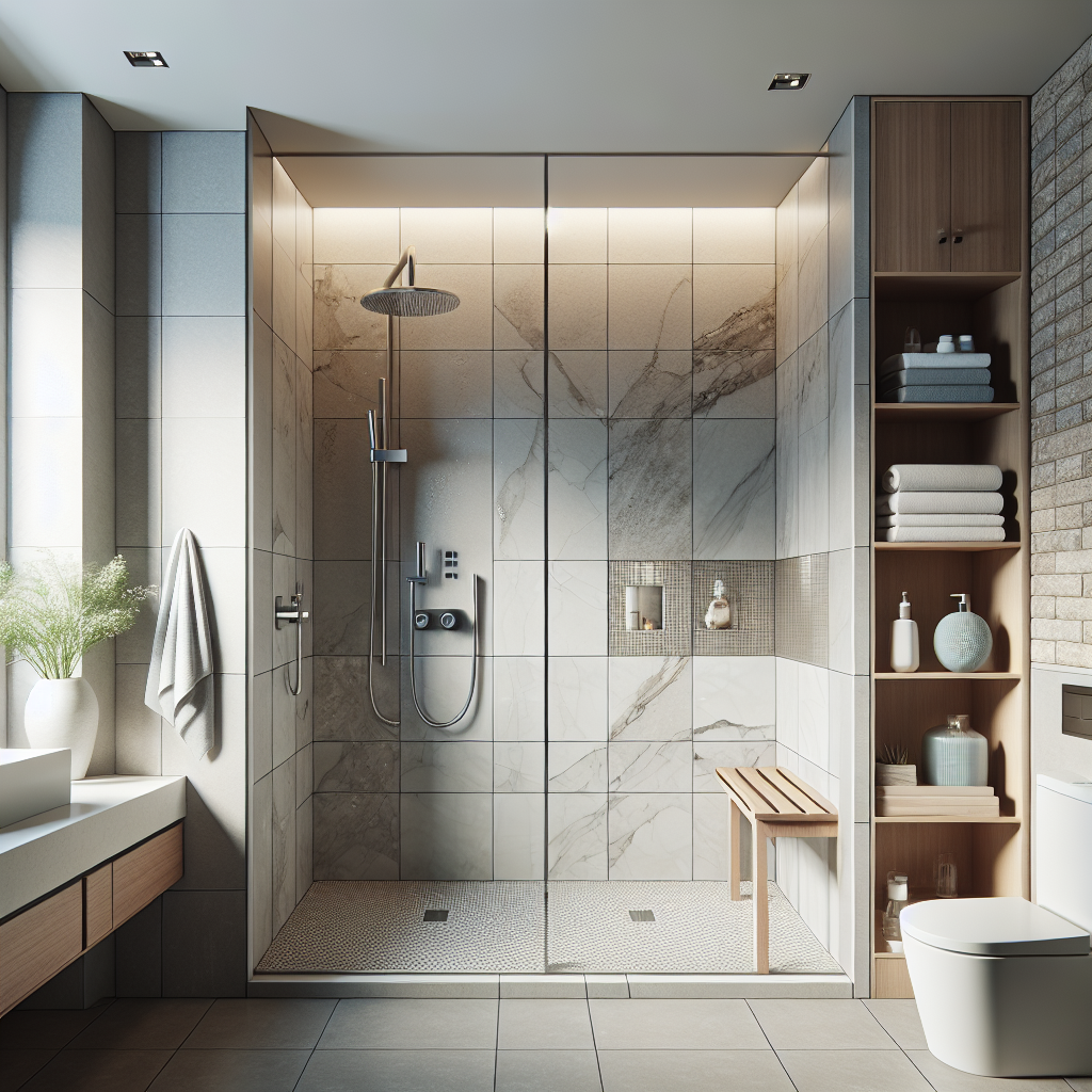 A modernly refurbished bathroom shower featuring contemporary design schemes and latest processes.