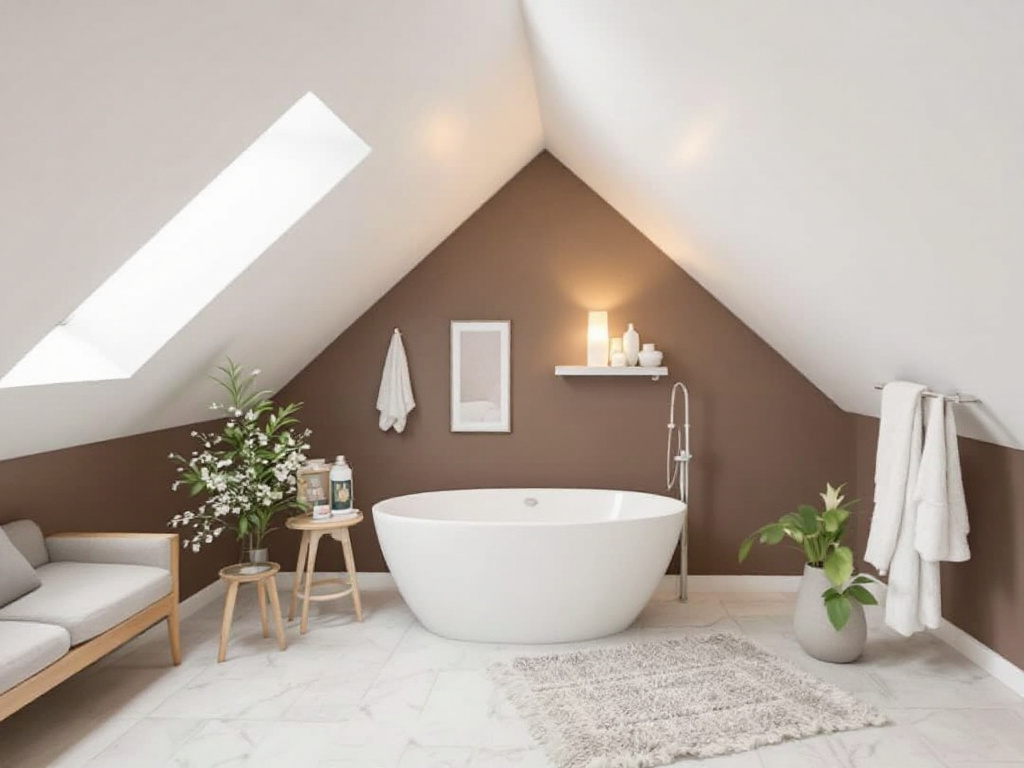 Contemporary attic bathroom transformation in a Medford, MA home.