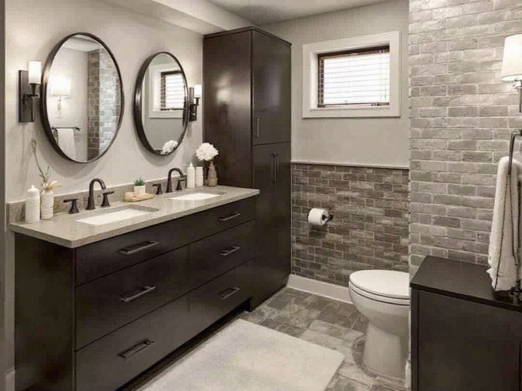 A group of professional basement remodelers working on a project near Boston.