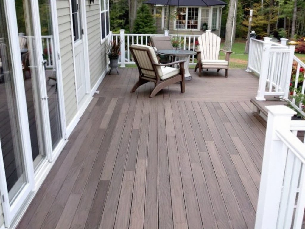 A before and after display of deck installation in Hopkinton, MA.