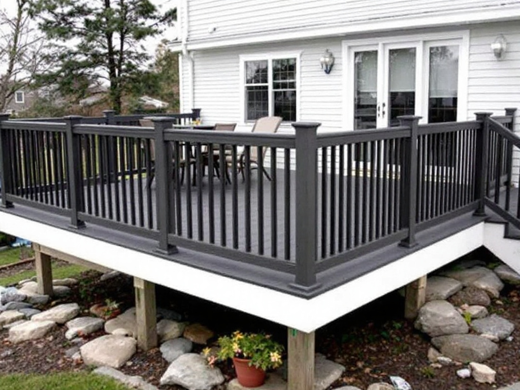 A contemporary design deck installation guide in Quincy, MA.