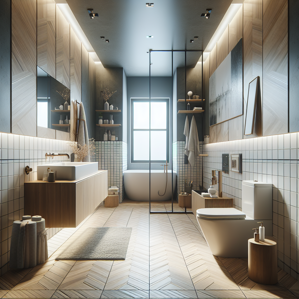 Modern, sleek bathroom with contemporary design elements by top local bathroom contractors.