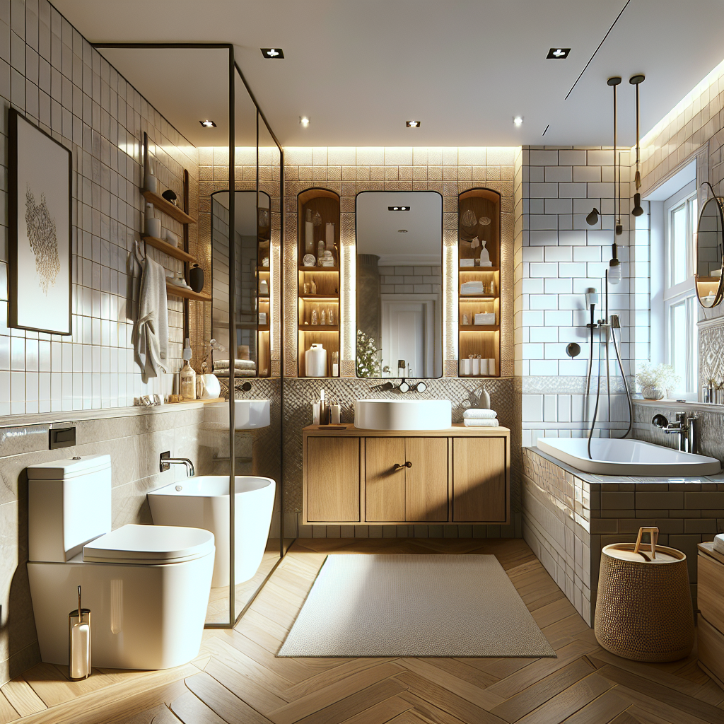 A contemporary, modern bathroom design showcasing masterful small space utilization in Braintree.