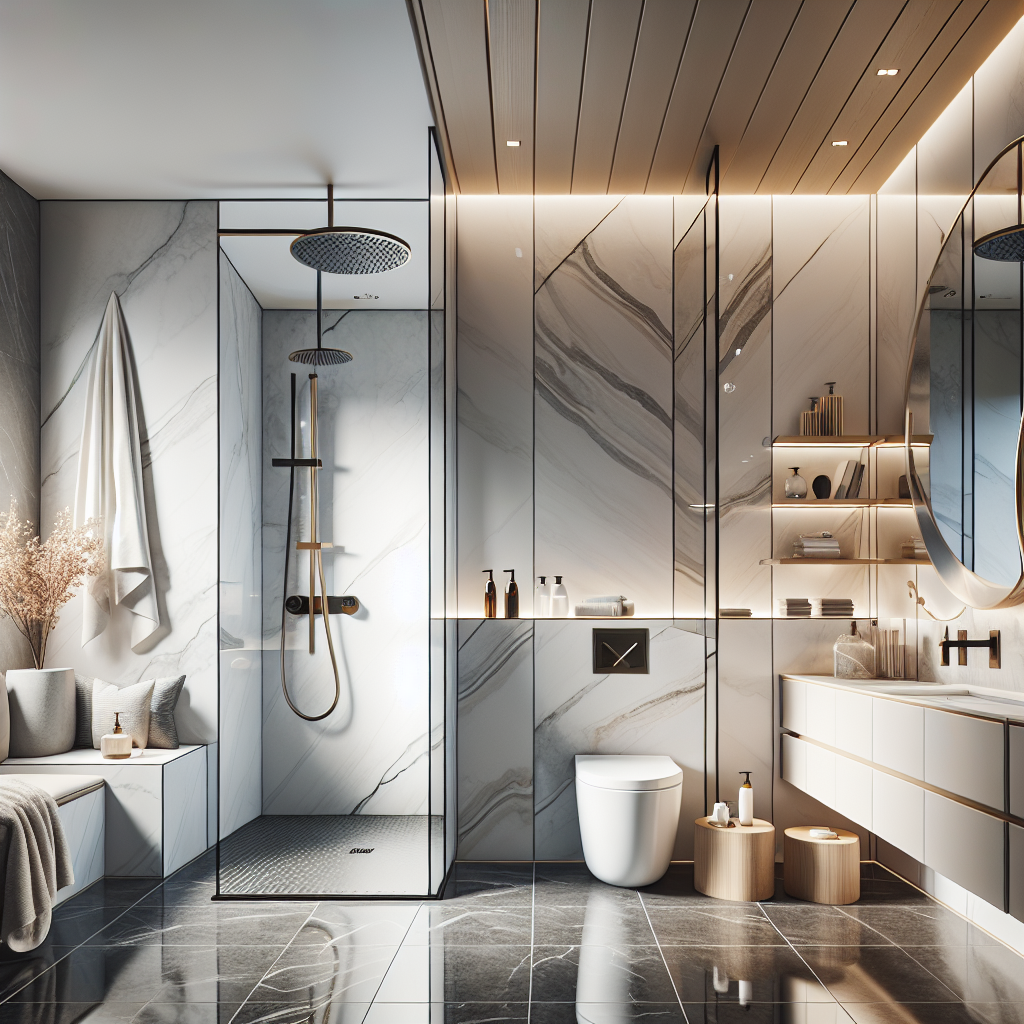 Stylish remodeled bathroom with modern shower facilities.