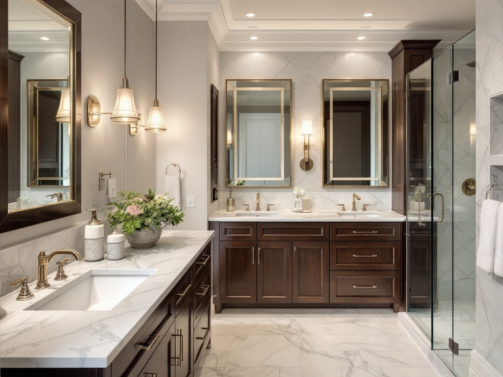 Images displaying a customized modern bathroom design in Boston showcasing contemporary aesthetics.