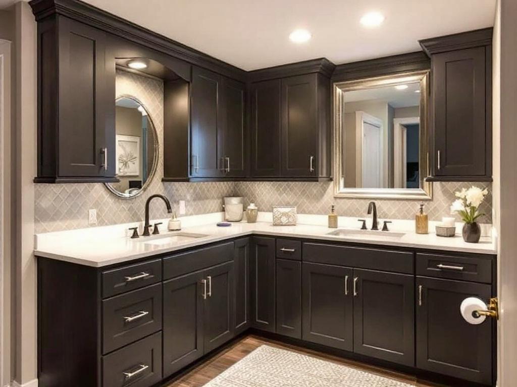 Modern and contemporary design in a newly finished basement near Stoneham.