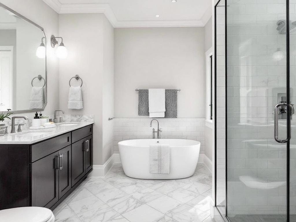 Alt Text: Professional bathroom contractors are renovating a modern and contemporary bathroom in Melrose, MA.