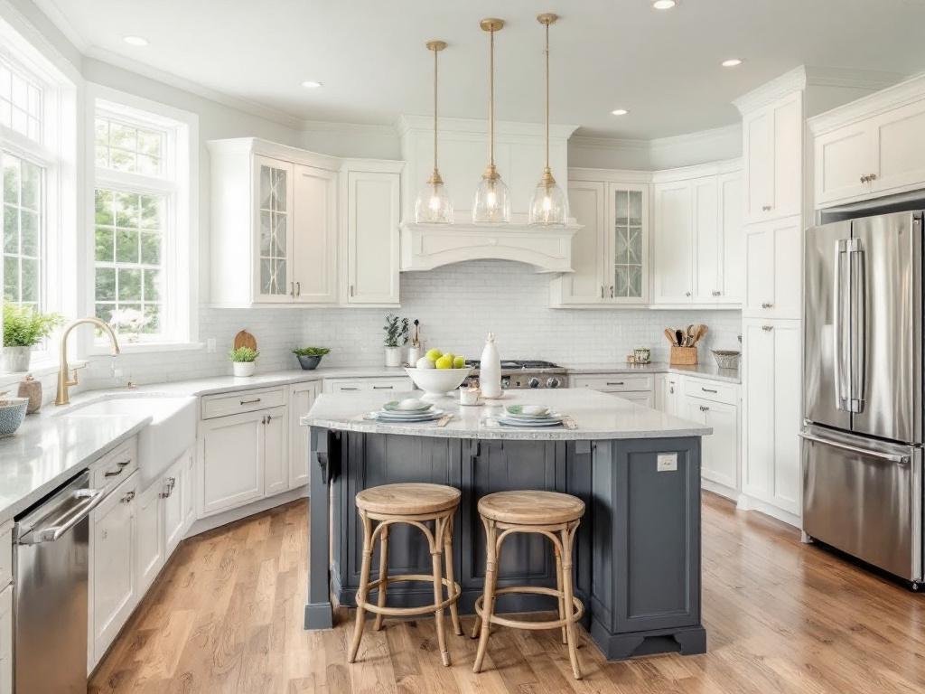 Picture of a remodeled kitchen conducted by renovation contractors near Winchester, MA.
