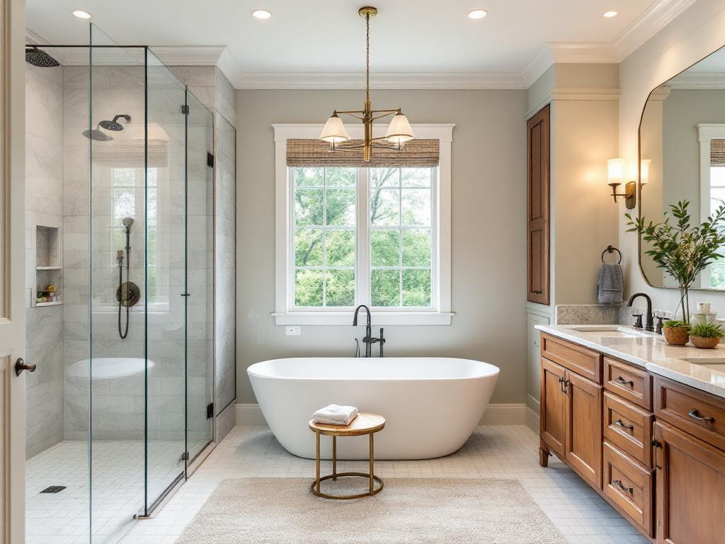 Image of modern and contemporary designed bathroom remodel conducted by leading general construction contractors near Brookline, MA.