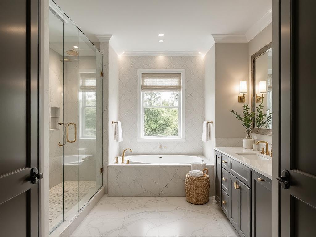 A modern and luxurious bathroom transformation in Lexington featuring contemporary design elements.