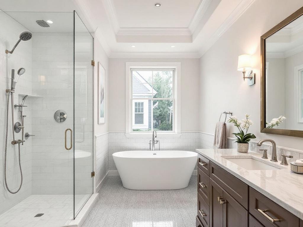An elegantly designed bathroom in the Lexington Luxe style showcasing a sophisticated transformation into a stylish retreat.