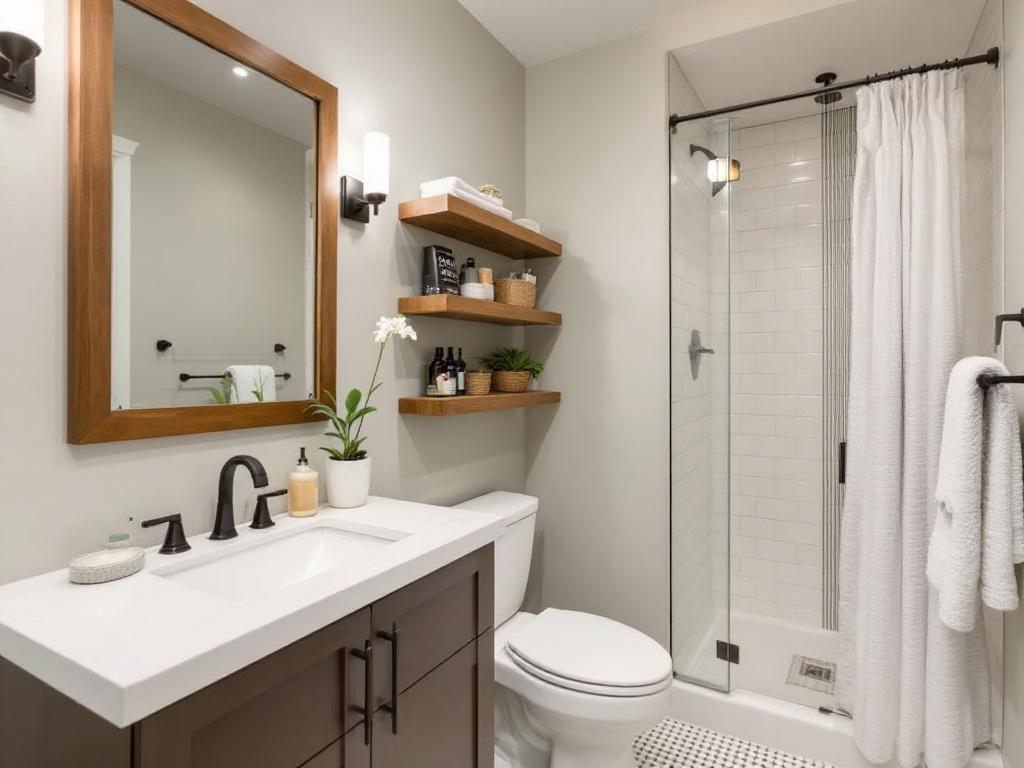 Small bathroom improvement strategies for maximizing space.