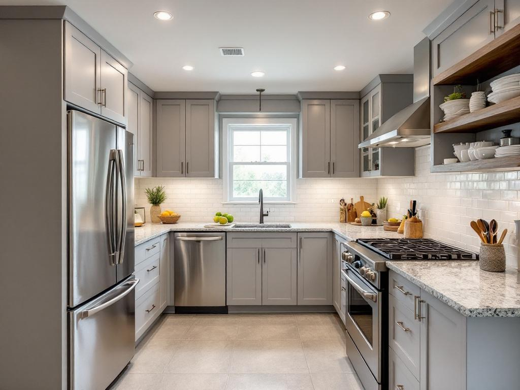 A modern, beautifully-designed kitchen that was once a basement, displaying a blend of functionality and style.