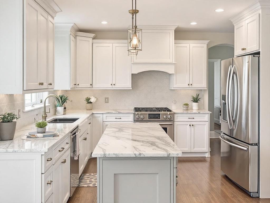 Kitchen renovation contractors working in a luxurious kitchen near Winchester, MA.