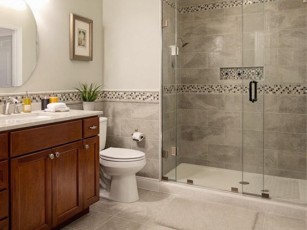 Professional tile installation contractors at work in Lexington, MA, engaged in transforming a space with a modern, contemporary design.