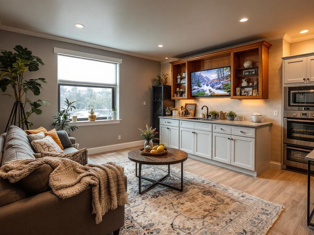 A beautifully finished modern basement design highlighting the full potential of a home.