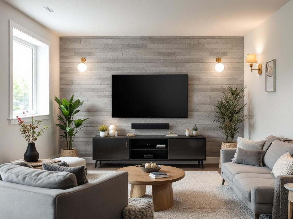 Stylish and contemporary basement wall panels maximizing the potential of an unnoticed space.