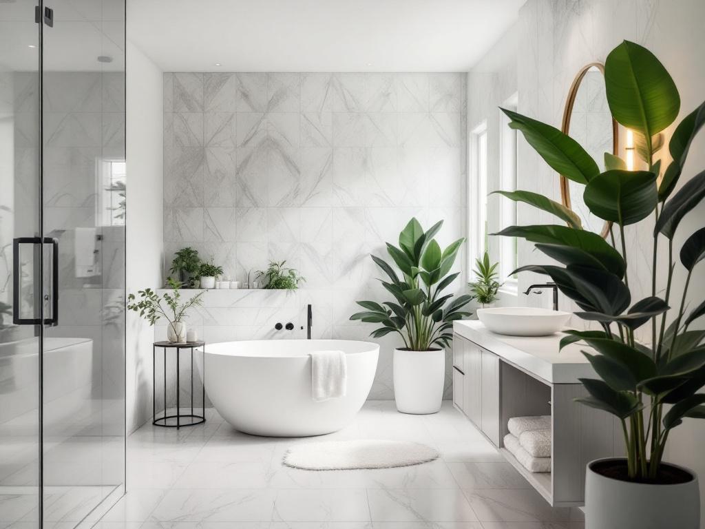 Modern elegant bathroom after design transformation.