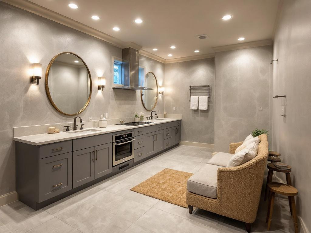 Man working on the installation of drywall in a basement area.
