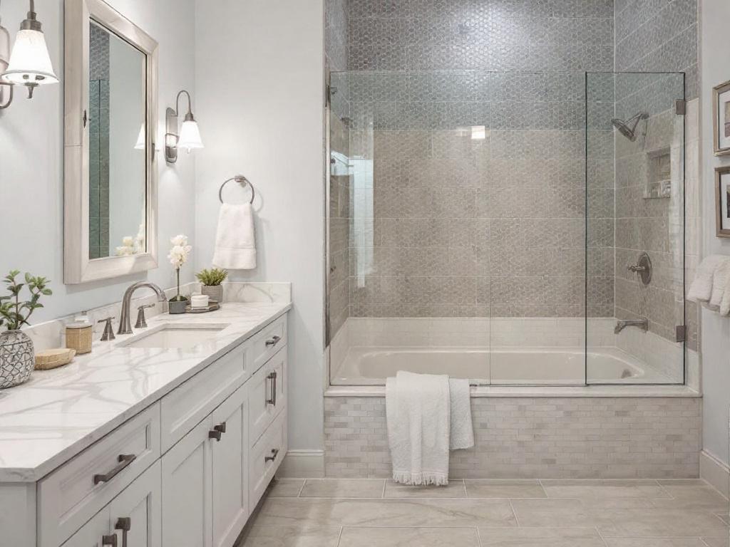 Expert tile installers showcasing their quality work in bathroom renovations in Dover, MA.