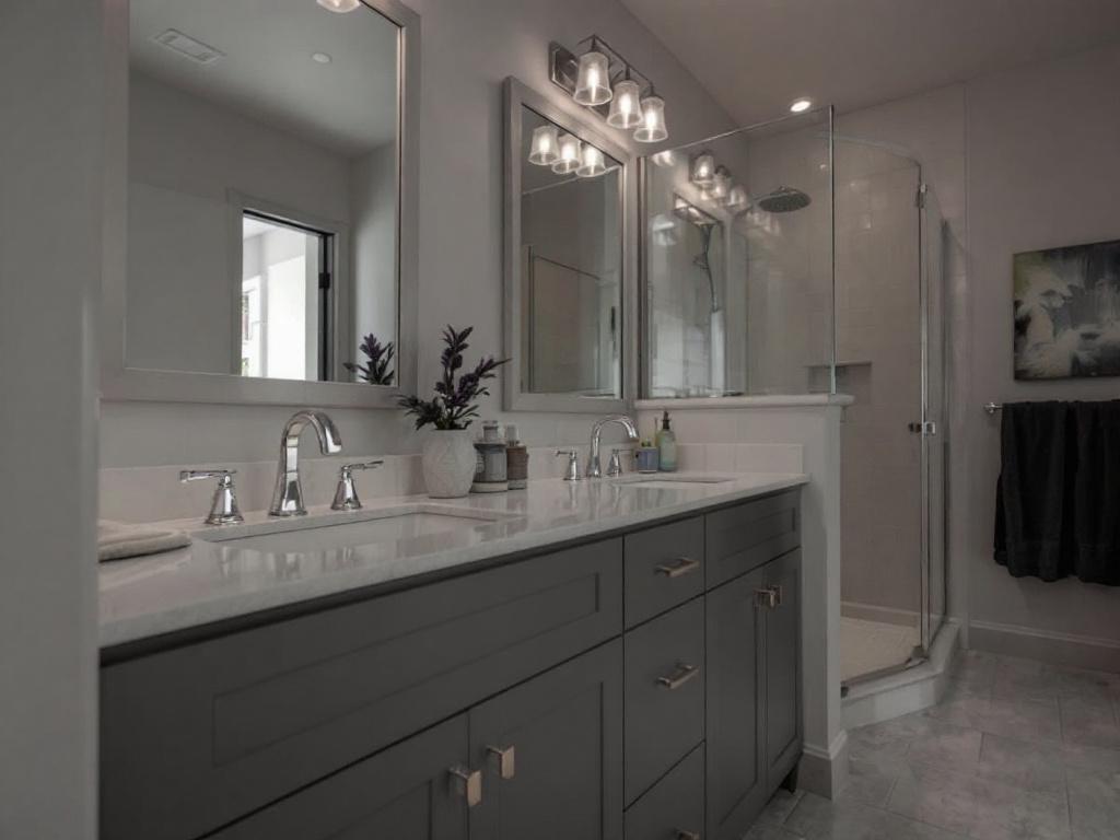 Image of a brand new, contemporary bathroom remodeled by a superior contractor in Wayland, MA.