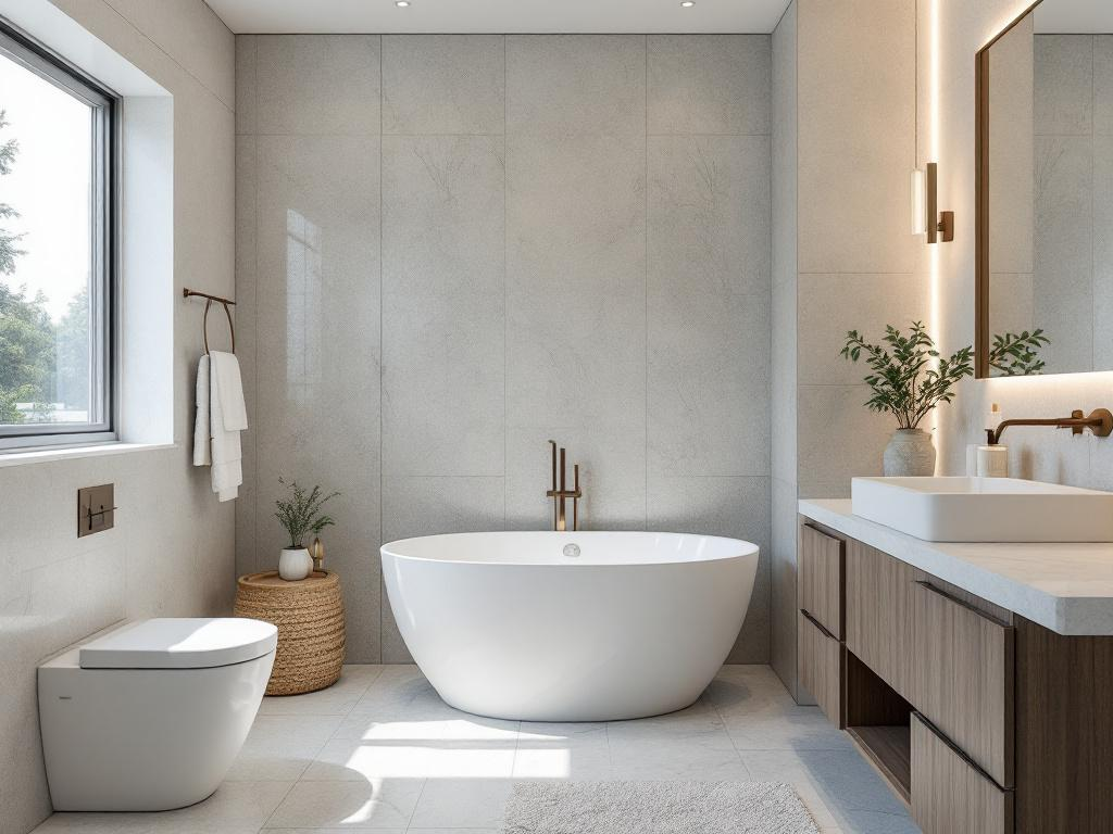 An image showcasing elegantly remodeled modern bathroom design near your location.