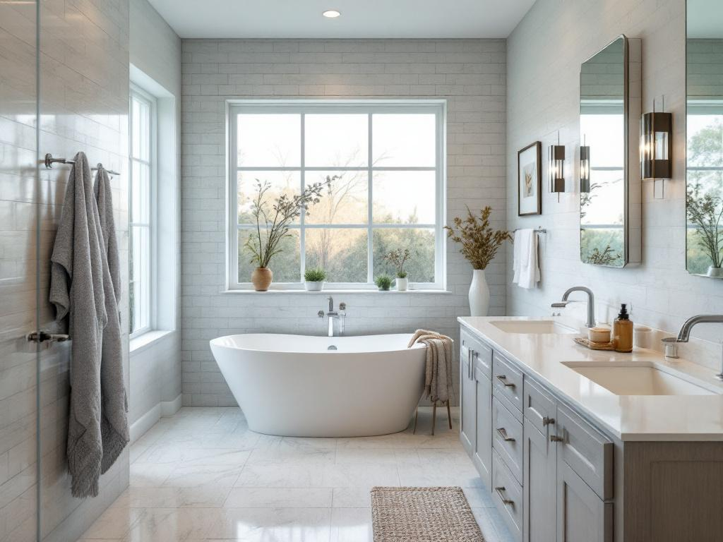 An image showcasing the cover of the'Your Ultimate Guide to Finding the Best Bathroom Remodel Contractors Near You' guide featuring modern bathroom designs.
