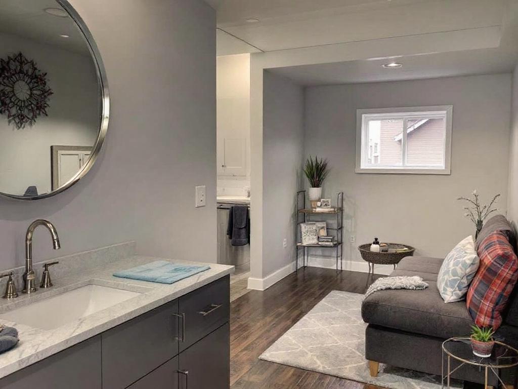 Basement renovation and remodelling image depicting a transformed space with contemporary designs in Newton, MA.